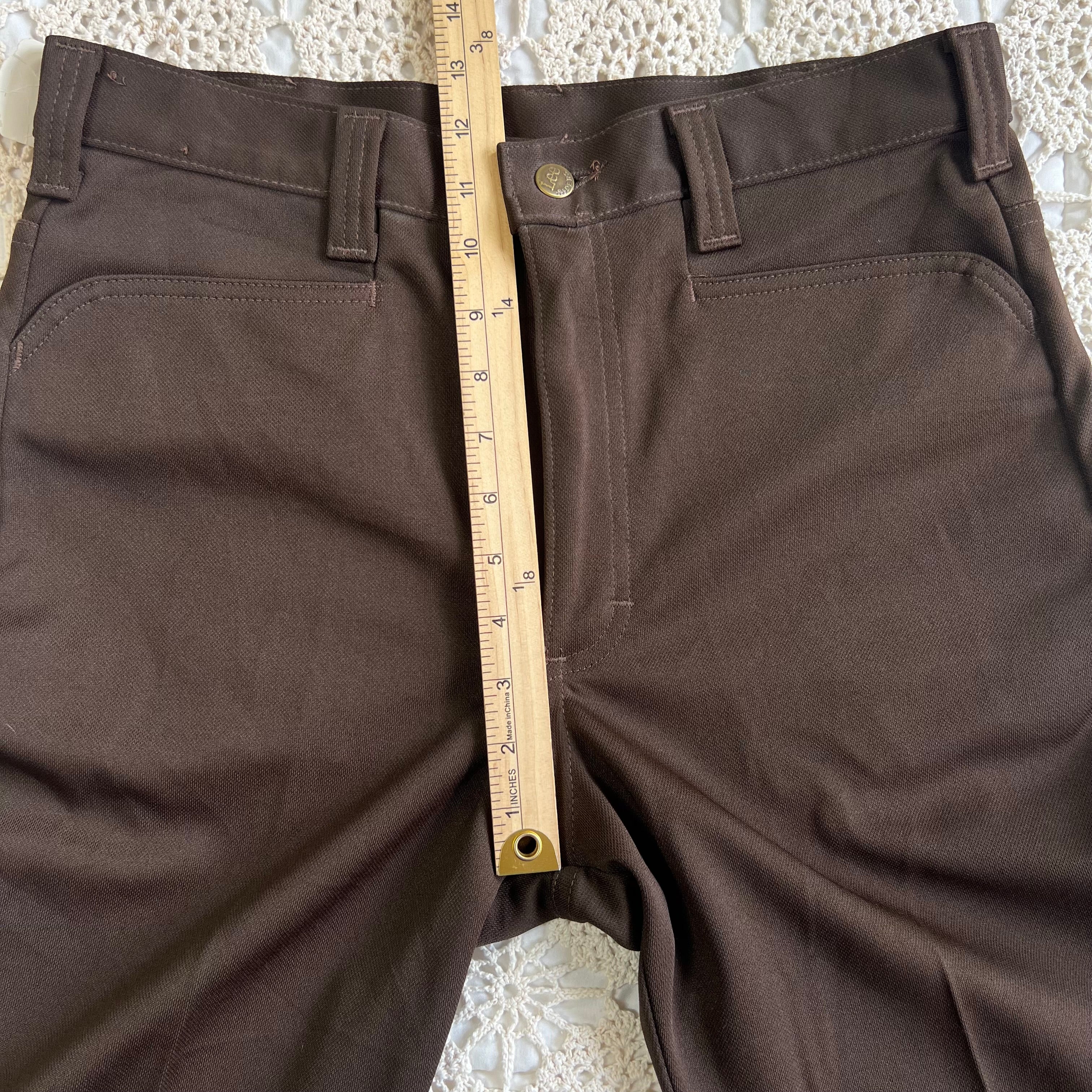 70s Deadstock Lee Chocolate Brown Flare Dress Pants 31x32.5