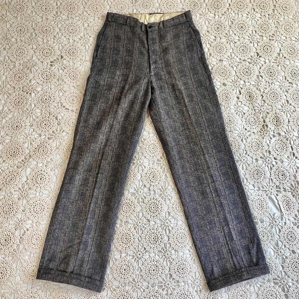 1930s Blue Wing Glen Plaid Trousers 30x32