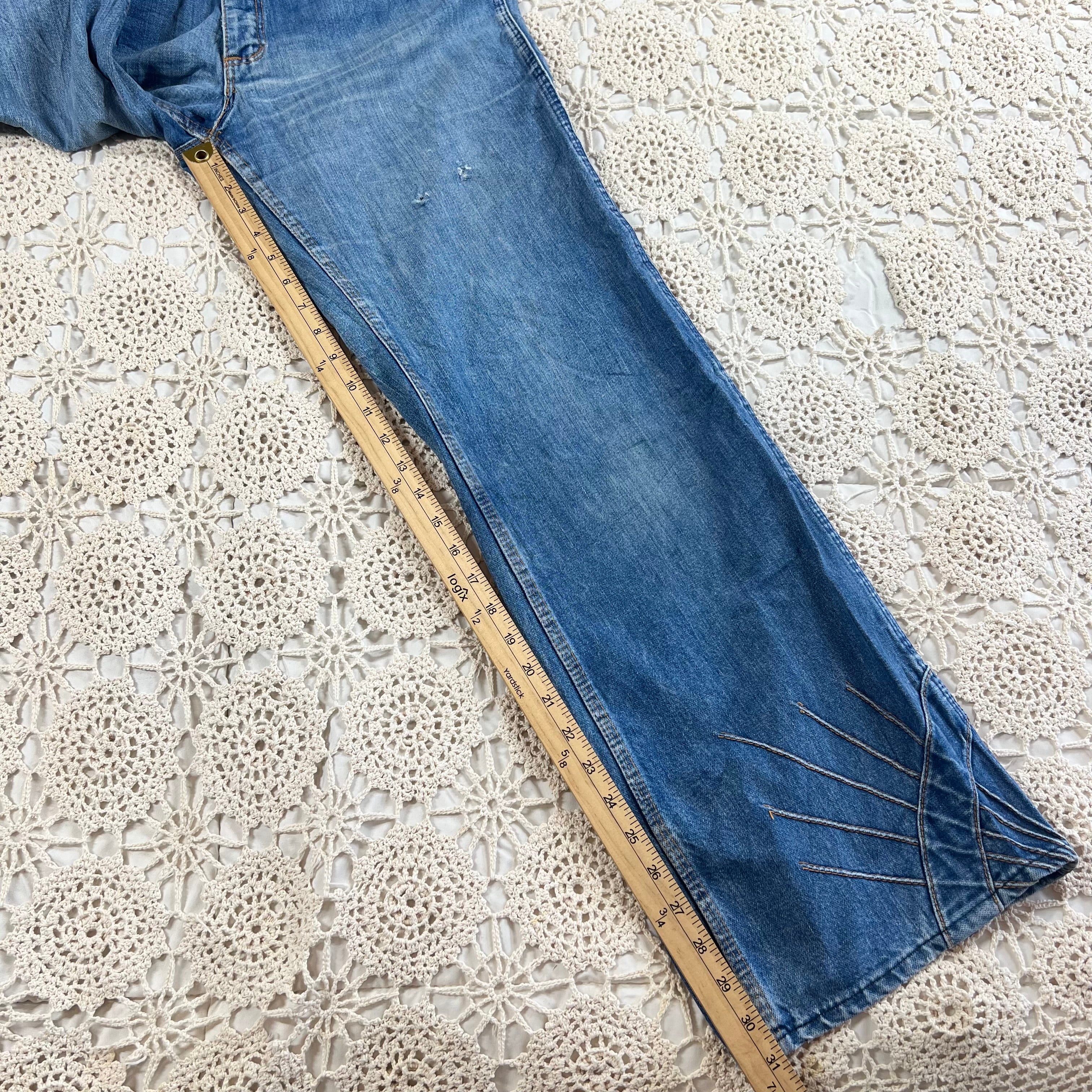 70s Sunburst Bellbottom Flare Jeans 34x31