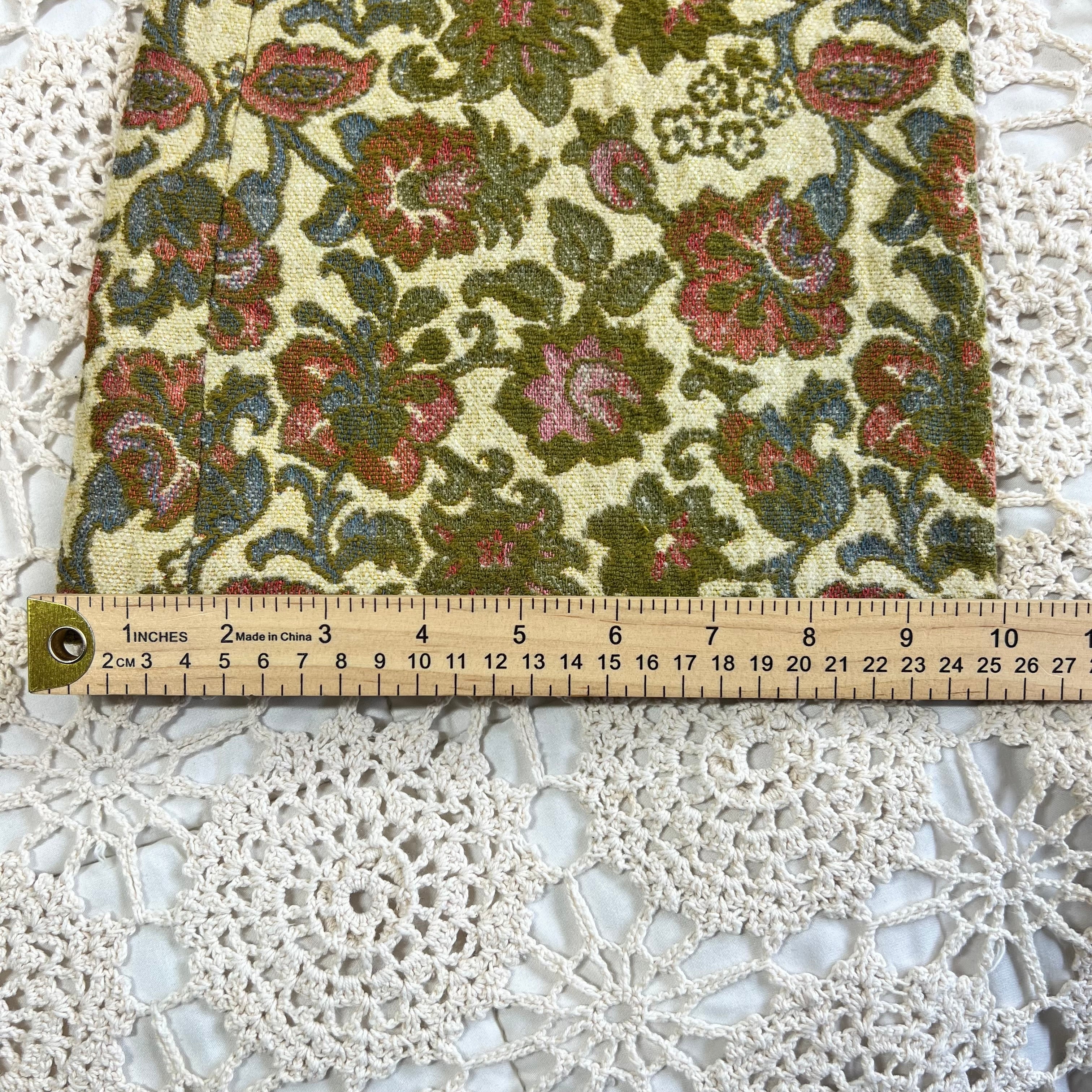 60s Tapestry Floral Carpet Bell Bottom Pants 30x26.5