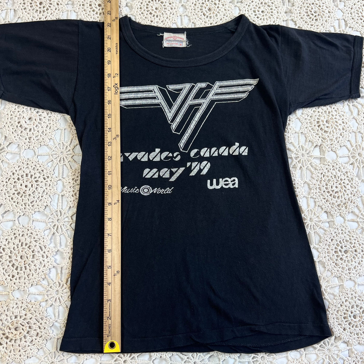 1979 Van Halen Invades Canada VH II Album Promotional Baby Tee S
