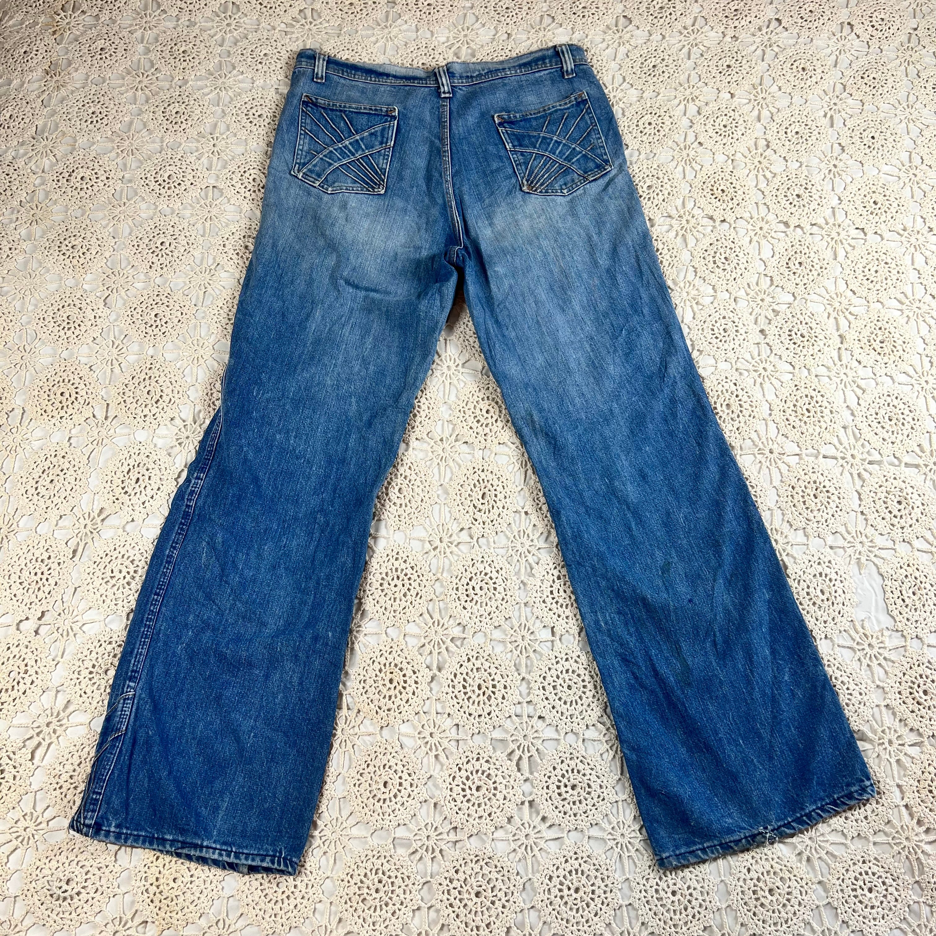 70s Sunburst Bellbottom Flare Jeans 34x31