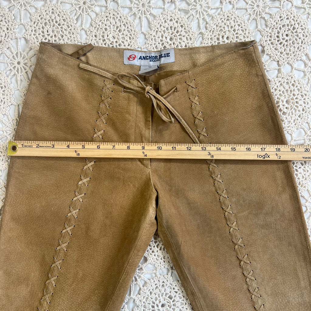 Y2K Anchor Blue Suede Bell Bottoms 7