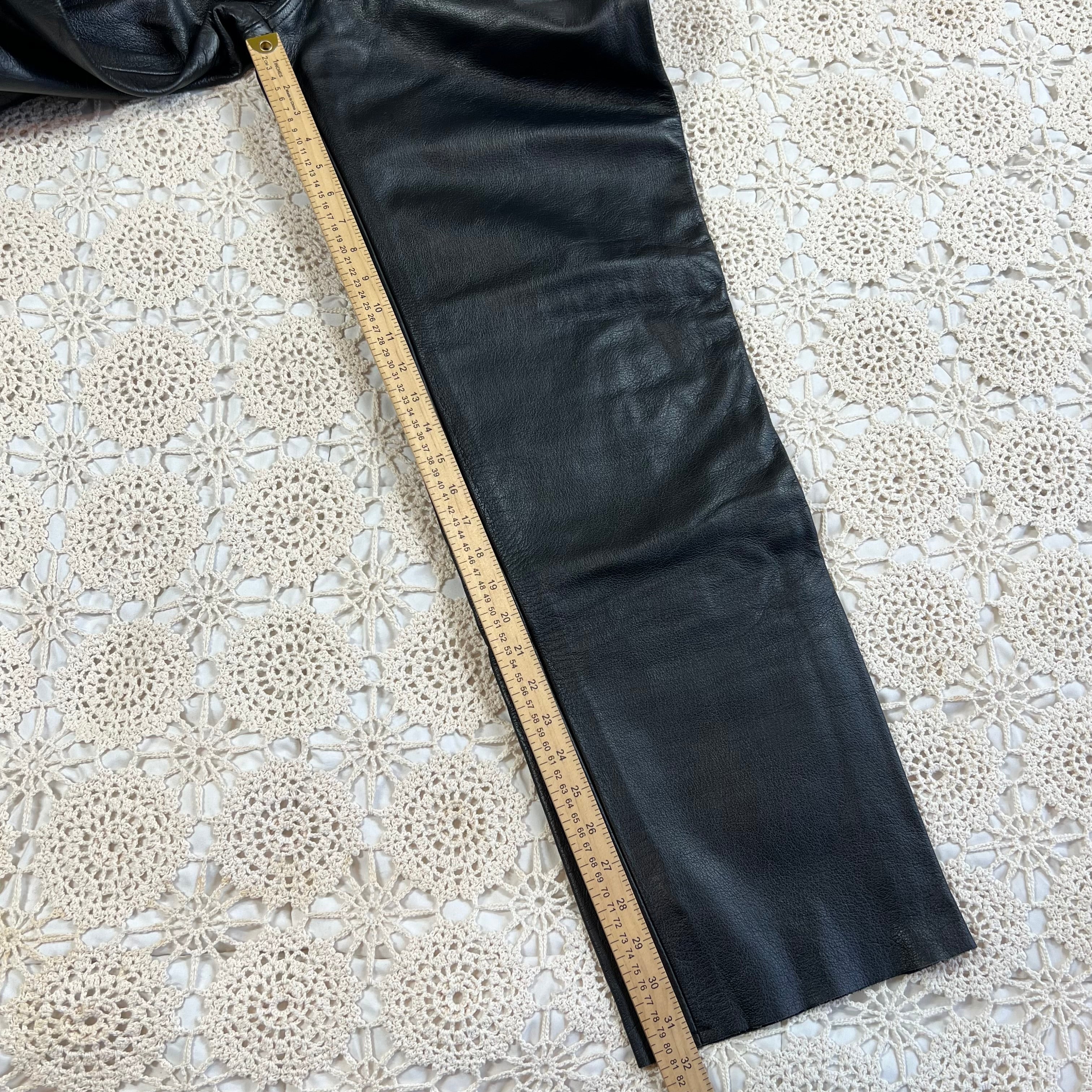 90s Xelement Straight Leg Baggy Leather Biker Pants 36x32