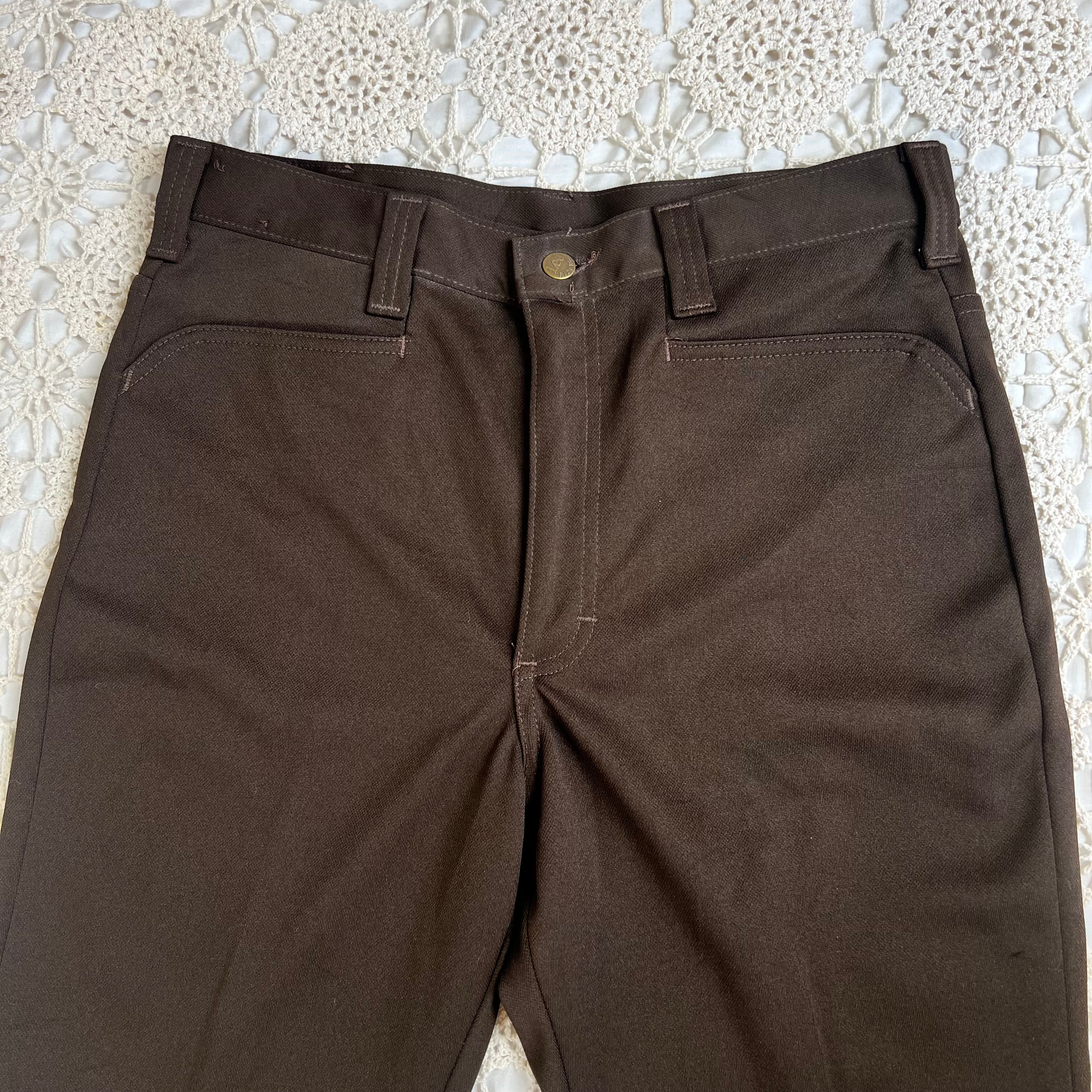 70s Deadstock Lee Chocolate Brown Flare Dress Pants 31x32.5