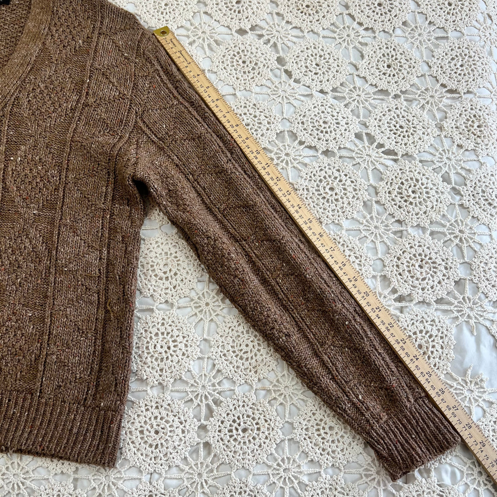 60s Royal Knight Brown Chunky Knit Cardigan L