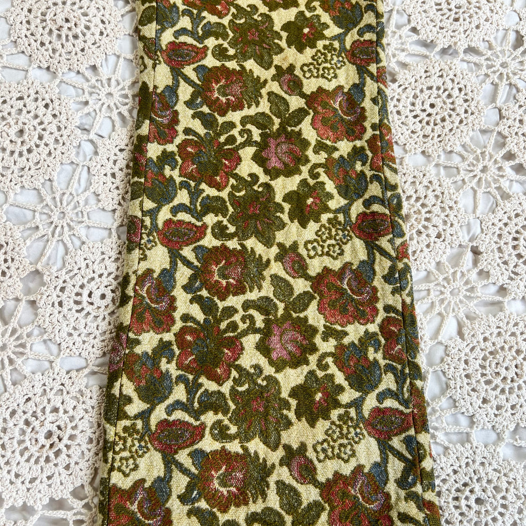 60s Tapestry Floral Carpet Bell Bottom Pants 30x26.5