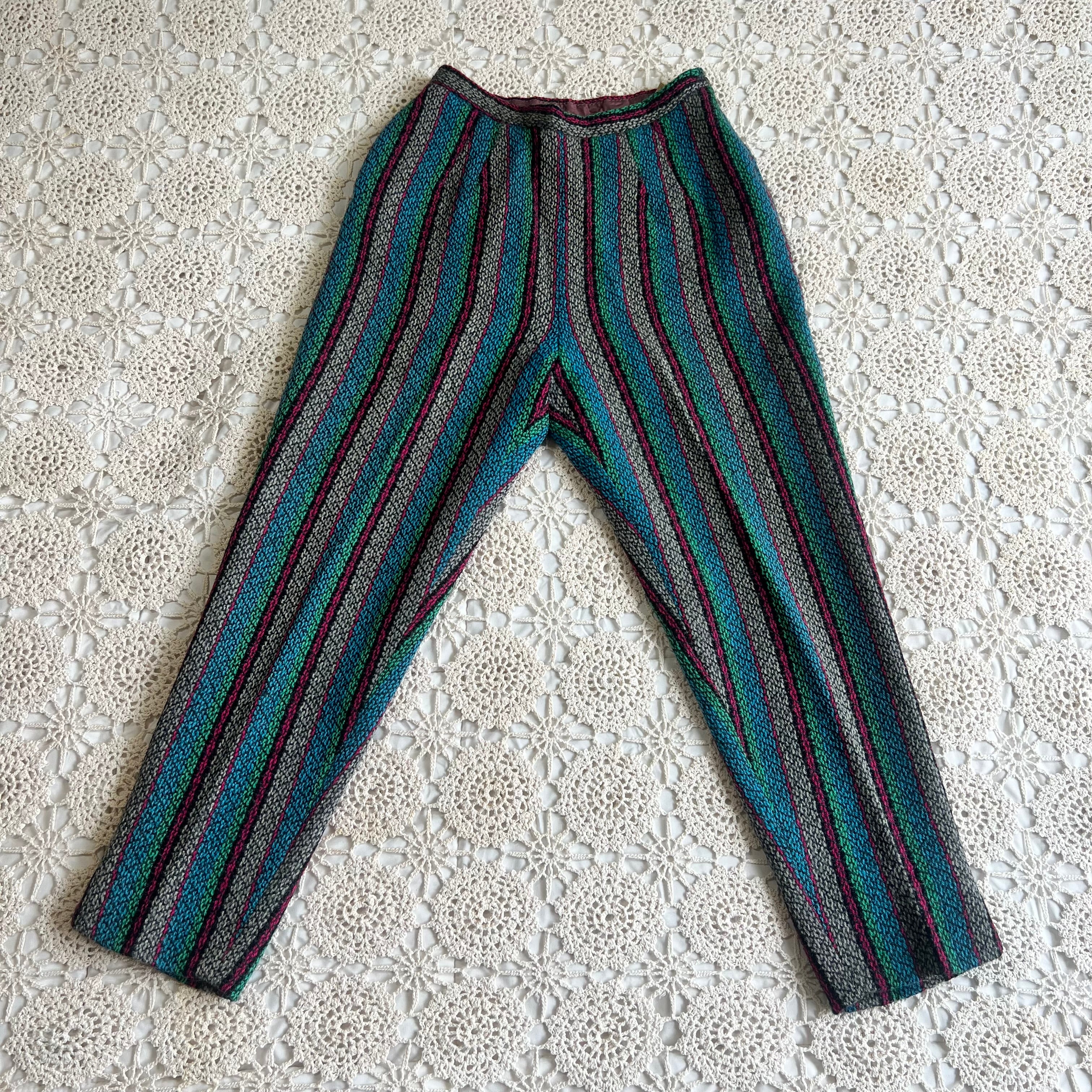 60s Wardrobe Maker Wool Striped Cigarette Pants 26x27