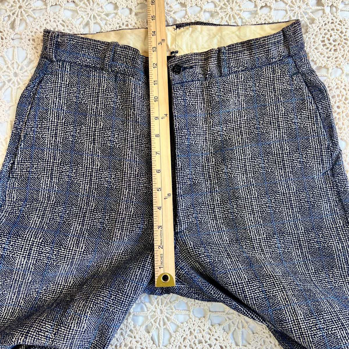 1930s Blue Wing Glen Plaid Trousers 30x32