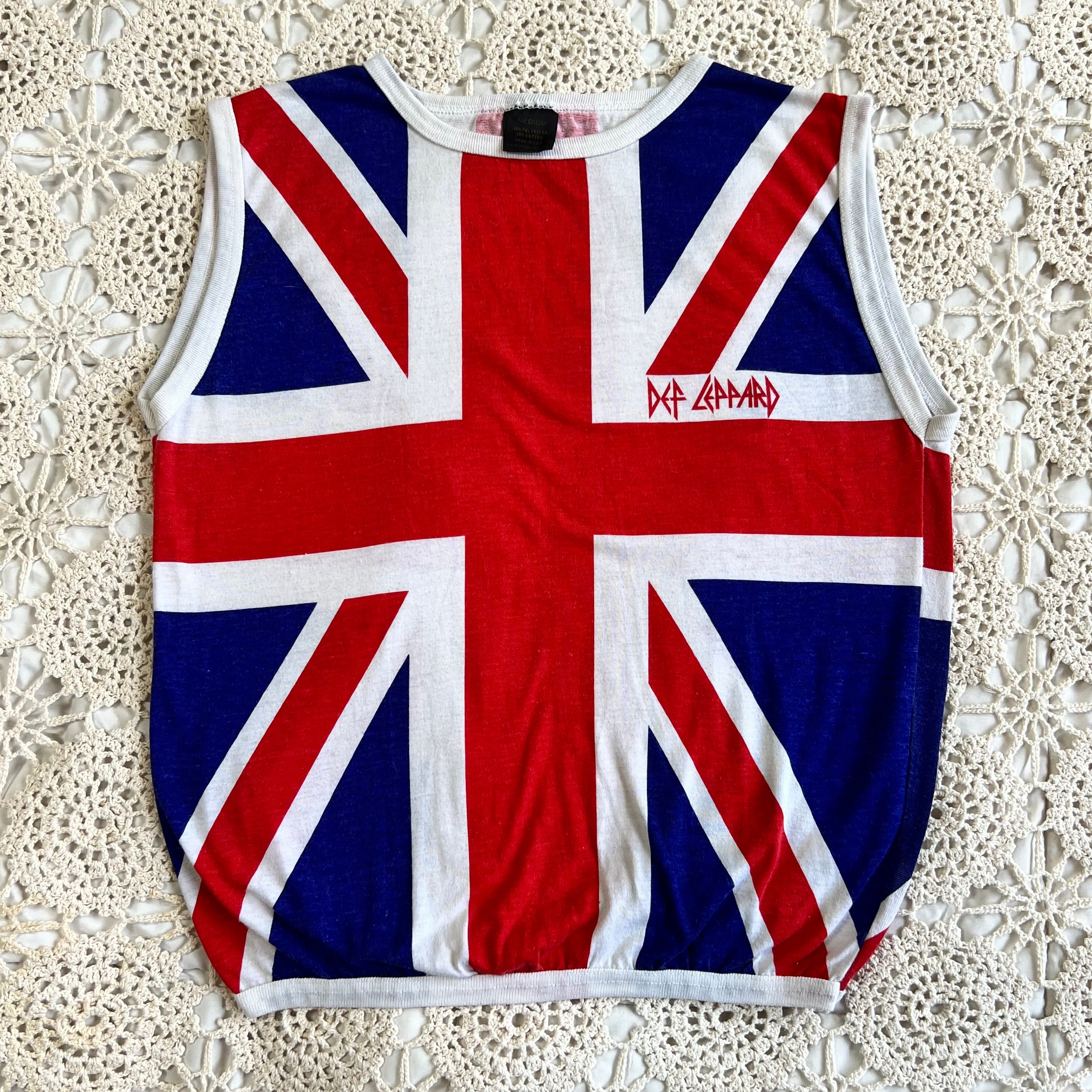 1983 Def Leppard Pyromania Tour Union Jack Flag Tank Top M