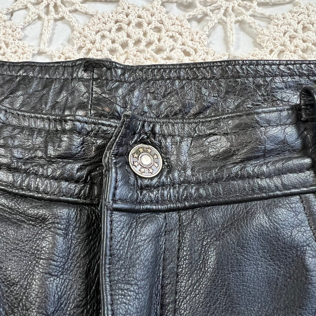 90s Xelement Straight Leg Baggy Leather Biker Pants 36x32