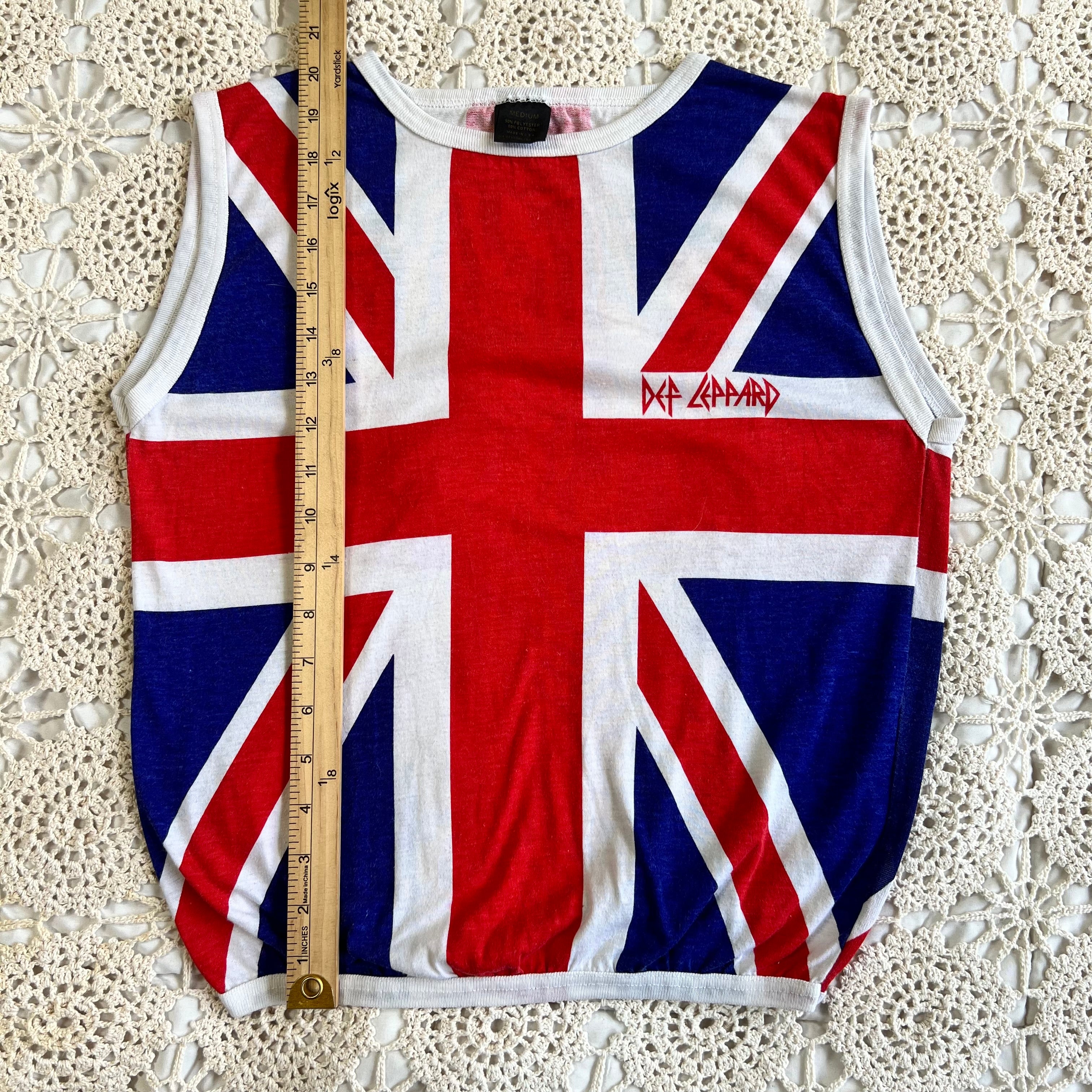 1983 Def Leppard Pyromania Tour Union Jack Flag Tank Top M