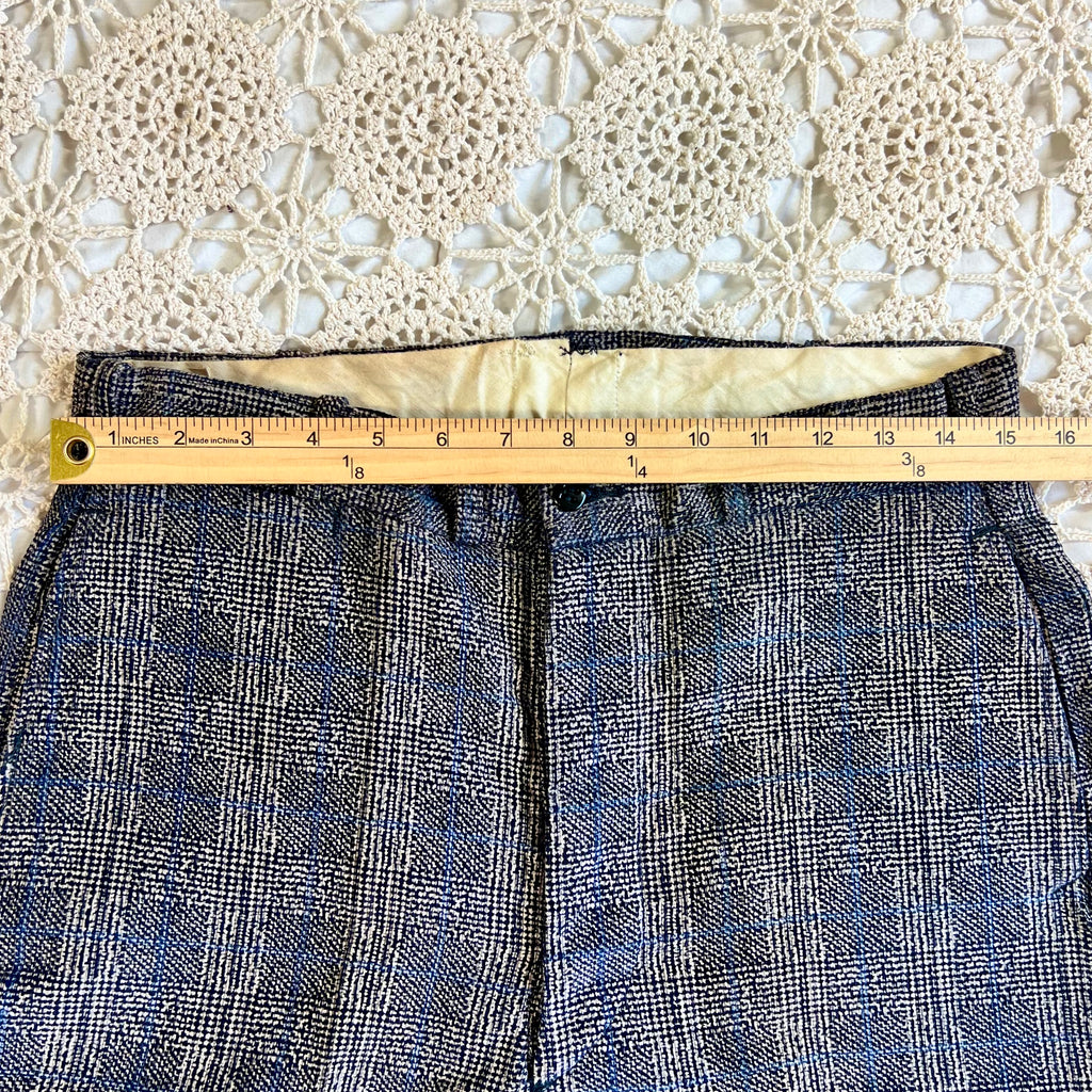 1930s Blue Wing Glen Plaid Trousers 30x32