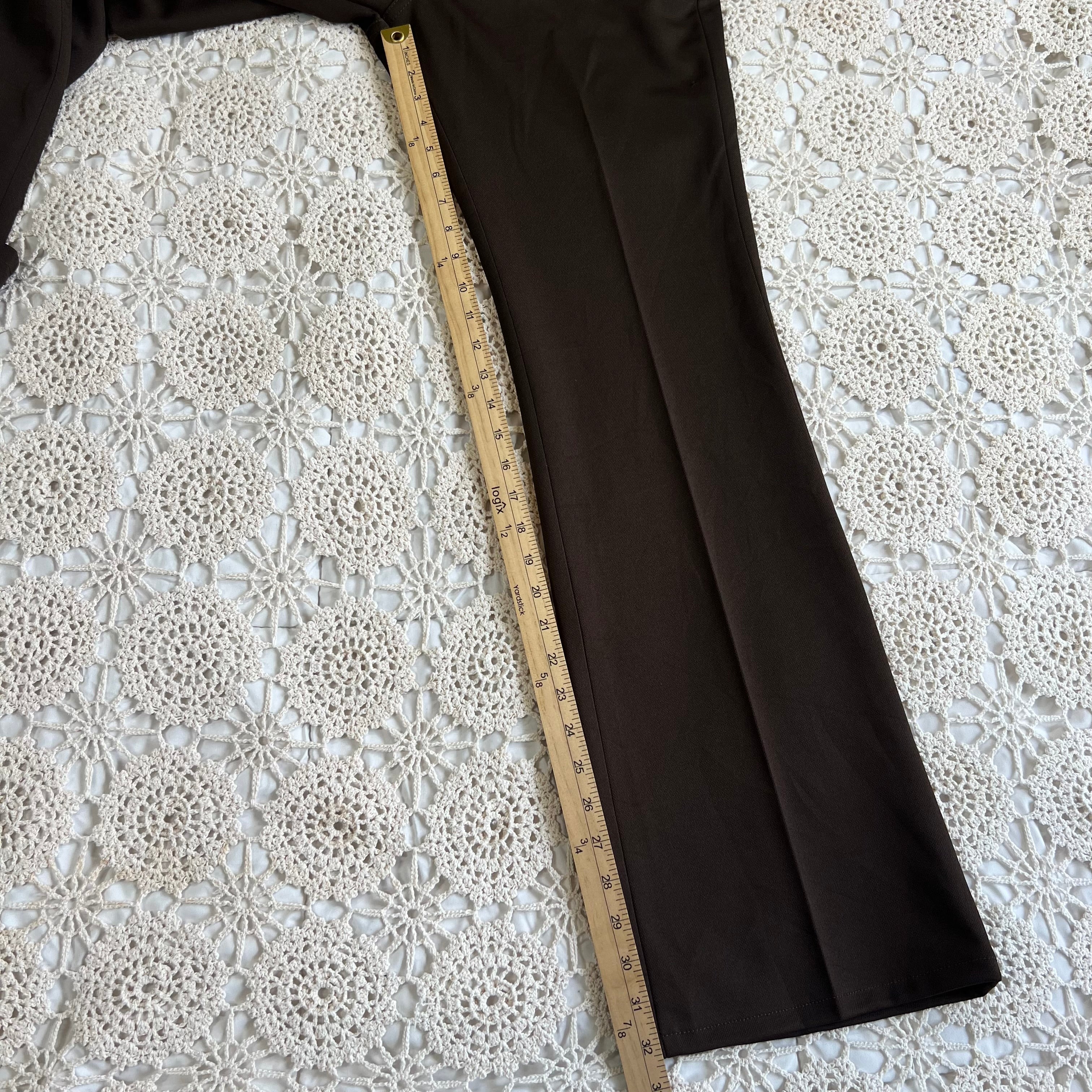 70s Deadstock Lee Chocolate Brown Flare Dress Pants 31x32.5