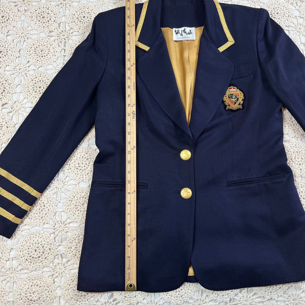 80s Deadstock Talk of the Walk Nautical Navy and Gold Blazer L